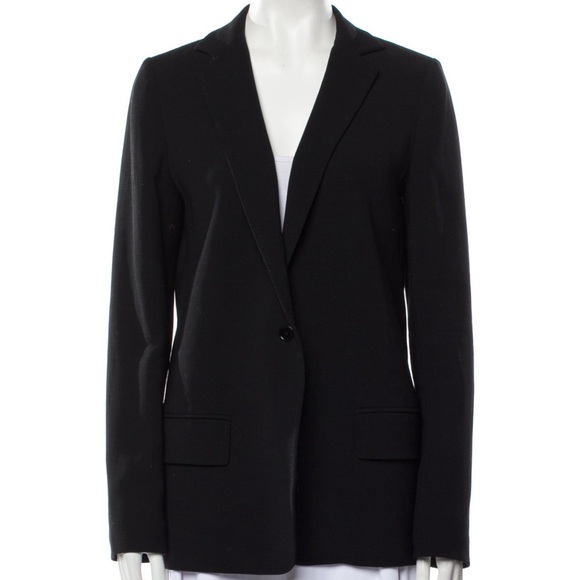 MaxMara Jackets & Blazers - Max Mara Virgin Wool Black Blazer Pointed Collar Button Closure